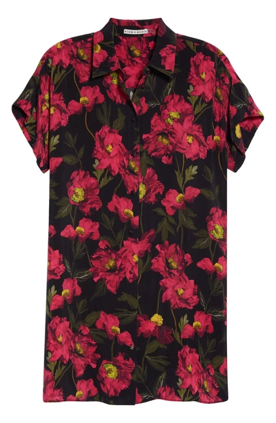 Alice And Olivia Alice + Olivia Lucette Floral Print Mini Shirtdress In California Poppy