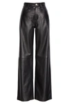 Rag & Bone High Waist Wide Leg Leather Pants In Black
