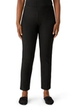 Eileen Fisher Petite Washable Stretch Crepe Slim Ankle Pants In Black