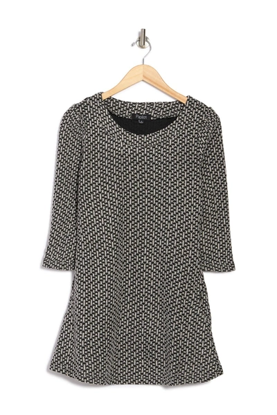 Papillon Textured Knit Pocketed A-line Mini Dress In Grey