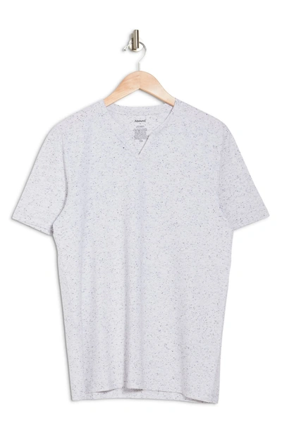 Abound Short Sleeve Textured Notch Neck T-shirt In White Black Neps