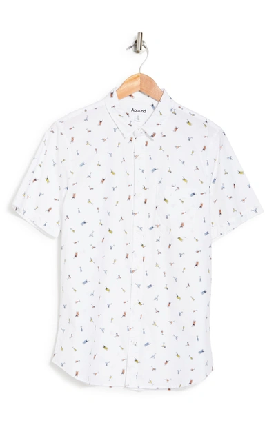 Abound Food Print Short Sleeve Shirt In White Cocktails Prt