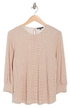 Adrianna Papell 3/4 Sleeve Pleated Moss Crepe Top In Champagne Small Dot