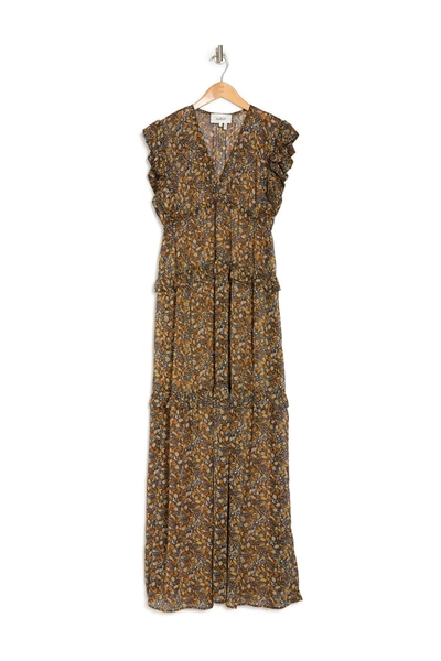Ba&sh Samanta Ruffled Printed Georgette Maxi Dress In Carbone