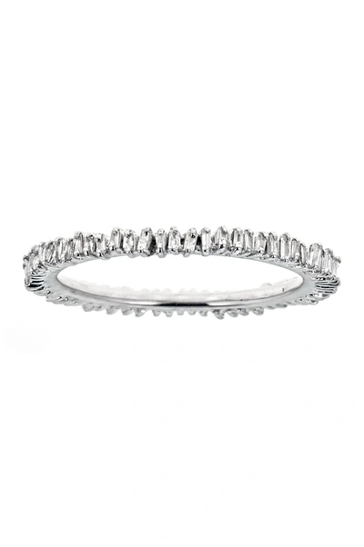 Forever Creations Sterling Silver Baguette Diamond Eternity Band In White