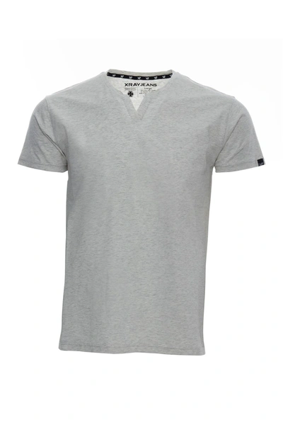 X-ray Split Neck T-shirt In Oatmeal
