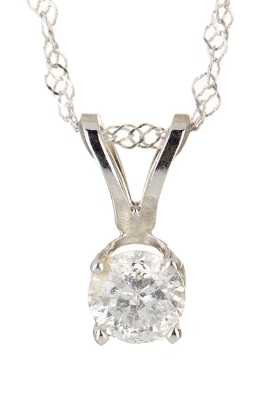 Delmar 14k White Gold Diamond Solitaire Necklace In Silver