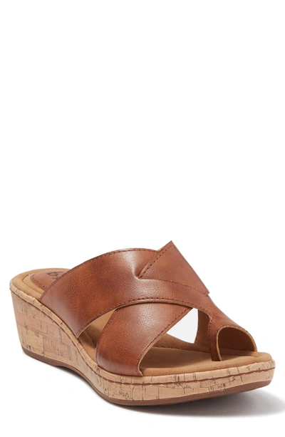 B O C Summer Crisscross Wedge Sandal In Dark Tan