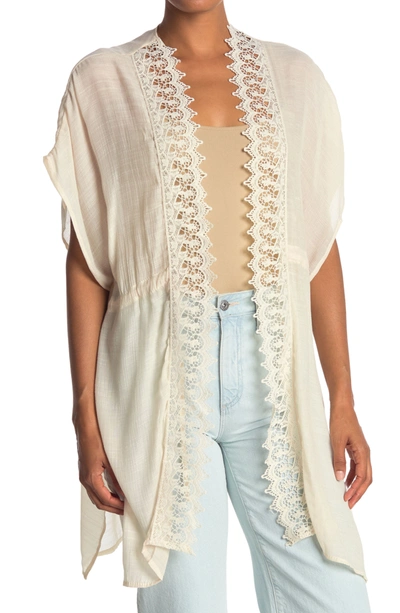 Melrose And Market Lace Trim Ruana In Ivory