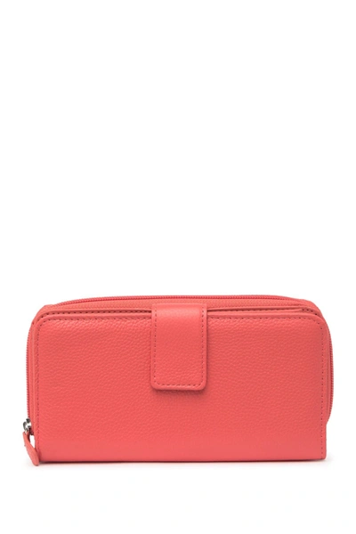 Mundi All-in-one Leather Continental Wallet In Hot Coral