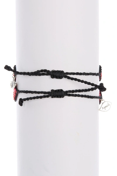 Ayounik Love You Beaded Friendship Bracelet Set In Red Pink Black