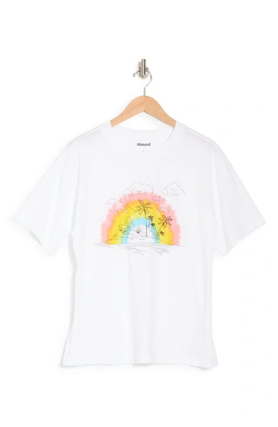 Abound Graphic Crew Neck Oversized T-shirt In White Rainbow Island