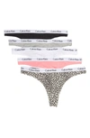 Calvin Klein Logo Thongs In Black/ Grey/ White/ Pink