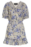 NICOLE MILLER COUNTRY FLORAL SHORT SLEEVE STRETCH COTTON MINIDRESS