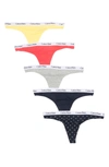 Calvin Klein Logo Thongs In Grey Heather