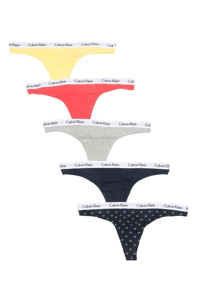 Calvin Klein Logo Thongs In Grey Heather