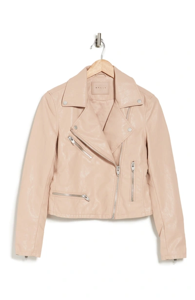 Blanknyc Faux Leather Moto Jacket In Warm Taupe