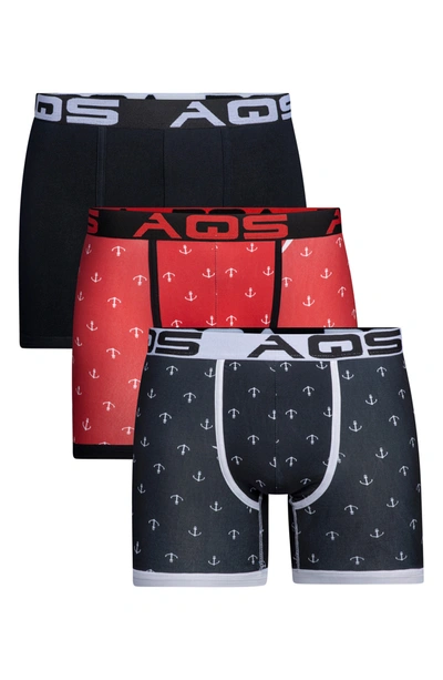 Aqs Print Boxer Briefs In Rd/wht Anchr/blk