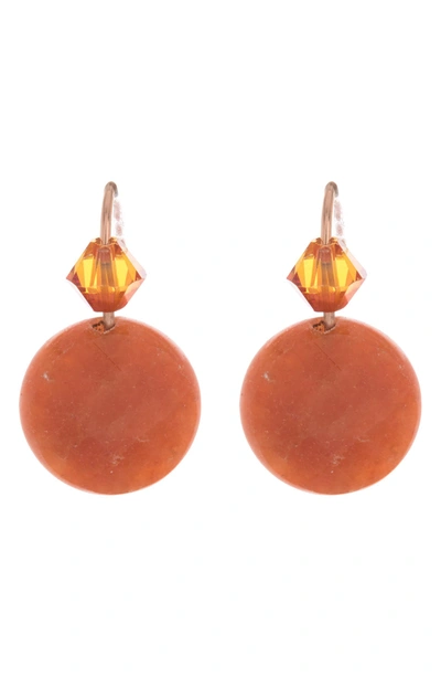 Alex And Ani Red Aventurine Drop Earrings In Orange