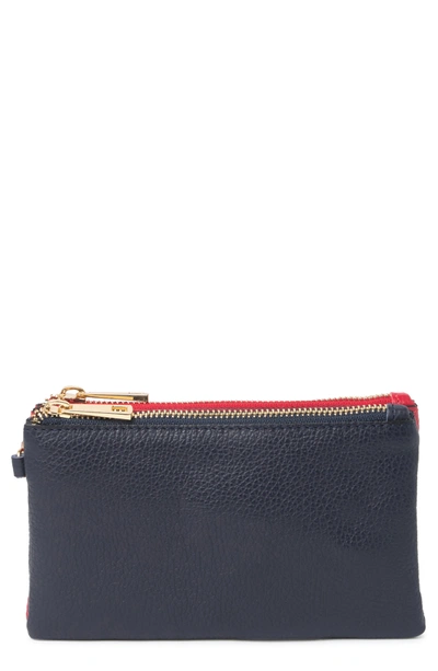Markese Leather Dollaro Clutch In Red Blue