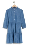 Tommy Hilfiger Ruffle Hem Chambray Shirt Dress In Light Benson