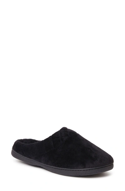 Dearfoams Darcy Quilted Cuff Velour Clog Slipper In Black