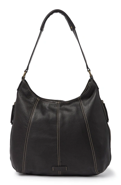American Leather Co. Easton Zip Top Leather Hobo Bag In Black Smooth