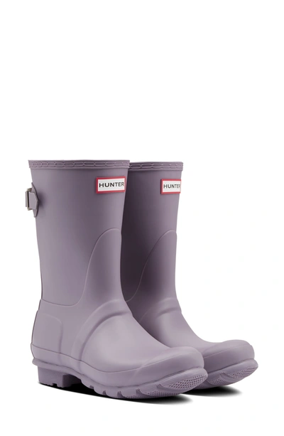 Hunter Original Short Back Adjustable Rain Boot In Purple Top