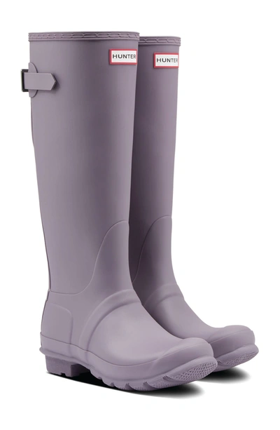 Hunter Original Tall Waterproof Rain Boot In Purple Top