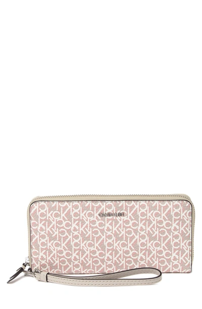 Calvin Klein Graffiti Zip Wallet In Fawn Wht