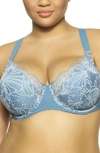 Felina Tempting Floral Lace Contour Bra In Provincial Blue