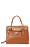 Persaman New York Top Handle Leather Satchel In Saddle