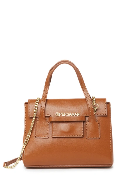 Persaman New York Top Handle Leather Satchel In Saddle