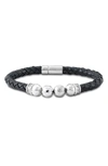 Samuel B. Sterling Silver And Black Leather Chain Bracelet In Black