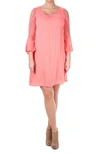 Nina Leonard Crochet Cold Shoulder Dress In Sugar Coral