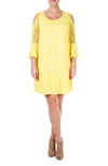 Nina Leonard Crochet Cold Shoulder Dress In Canary