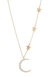 Estella Bartlett Statement Cz Moon & Stars Necklace In Gold Plated