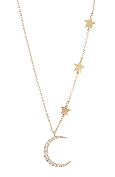 Estella Bartlett Statement Cz Moon & Stars Necklace In Gold Plated