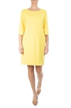 Nina Leonard Jewel Neck Tiered Sleeve Midi Dress In Canary