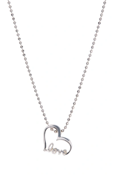Alex Woo Sterling Silver Cursive Love Heart Pendant Necklace In White