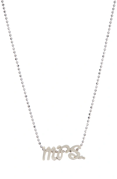 Alex Woo Sterling Silver Autograph Mrs Necklace In White