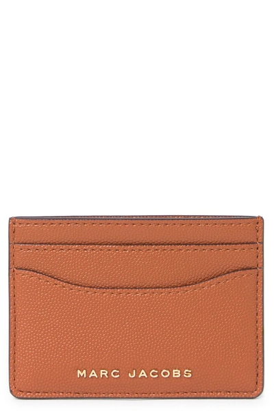 Marc Jacobs Pebbled Leather Card Case In Smoked Almond