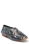 Frances Valentine Ely Snake Print Loafer In Navy