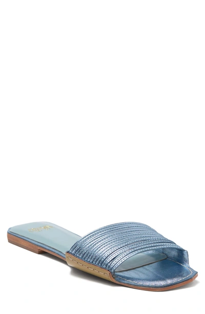 Frances Valentine Strappy Slide Sandal In Light Blue