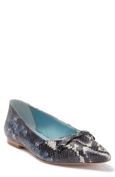 Frances Valentine Paige Snakeskin Embossed Leather Flat In Navy