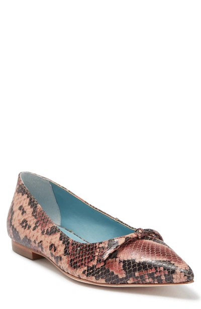 Frances Valentine Paige Snakeskin Embossed Leather Flat In Pink