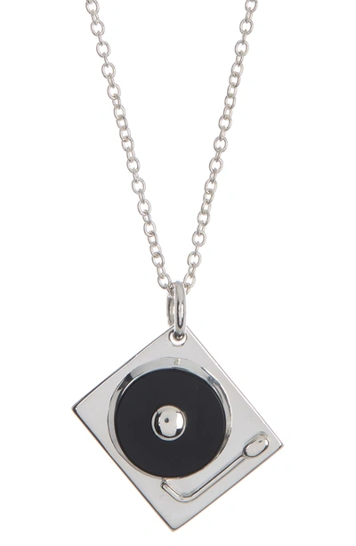 Shinola Sterling Silver Turntable Charm Pendant Necklace In