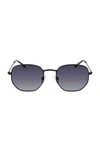 Cole Haan 51mm Angular Round Sunglasses In Black