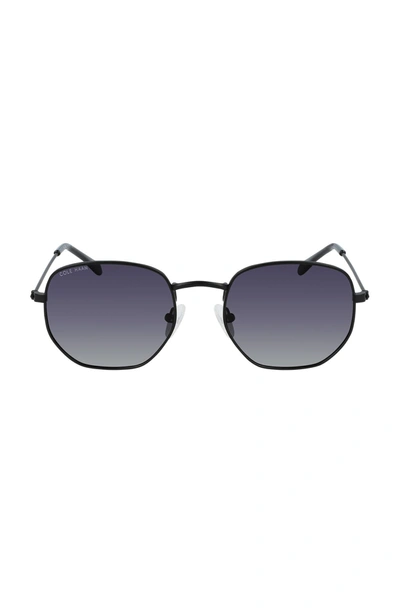Cole Haan 51mm Angular Round Sunglasses In Black