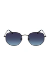 Cole Haan 51mm Angular Round Sunglasses In Gunmetal